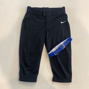 Nike Vapor Softball pants Black size Youth Medium with Blue belt